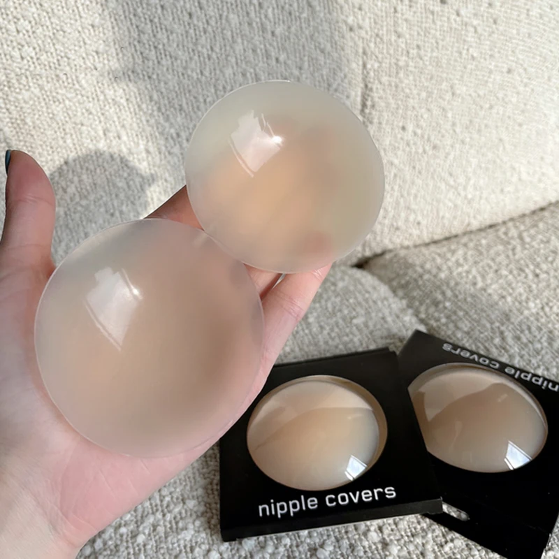 

2pcs Round Silicon Chest Cover Reusable Women Breast Petals Lift Nipple Cover Lift Tape Bra Pads Invisible Bra Thin Chest Paste