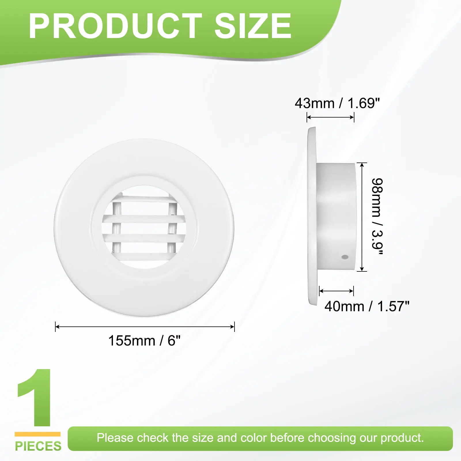 1Pc Round Air Vent Single Louver Grille Cover Aluminium Soffit Ducting Ventilation Cover 3.9