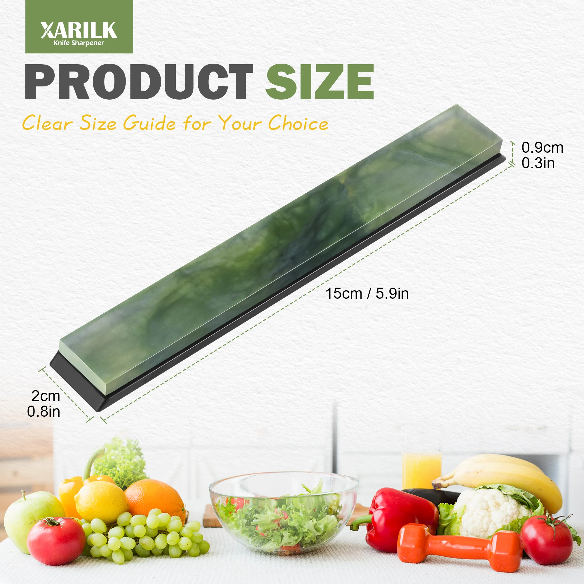 XARILK Premium Knife Sharpening Stones Set–5000 Grit Black Stone, 8000 Grit White Natural Stone, 10000 Grit Green Natural Stone