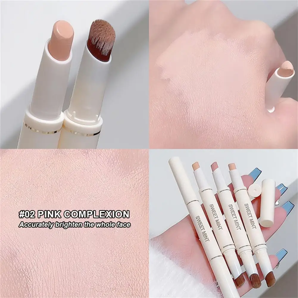 Dubbele Concealer Pen Waterdichte Volledige Dekking Cirkel Koreaanse Cosmetica Fijne Liggende Make-Up Potlood Zijderupsen S4k3