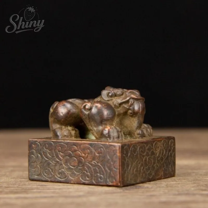 

Antique Collection Pure Copper Seal Ornaments Pixiu Auspicious Beast Copper Jade Seal Large Seal Feng Shui Collection