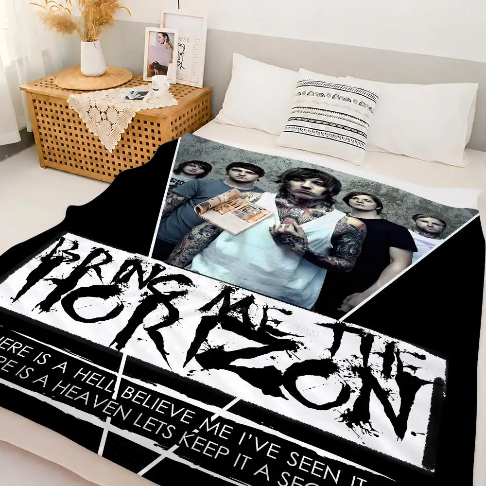 Rock Band Bring Me the Horizon Throw Custom Printed Flannel Fleece Blanket for Sofa Bed Office Travel & Camping
