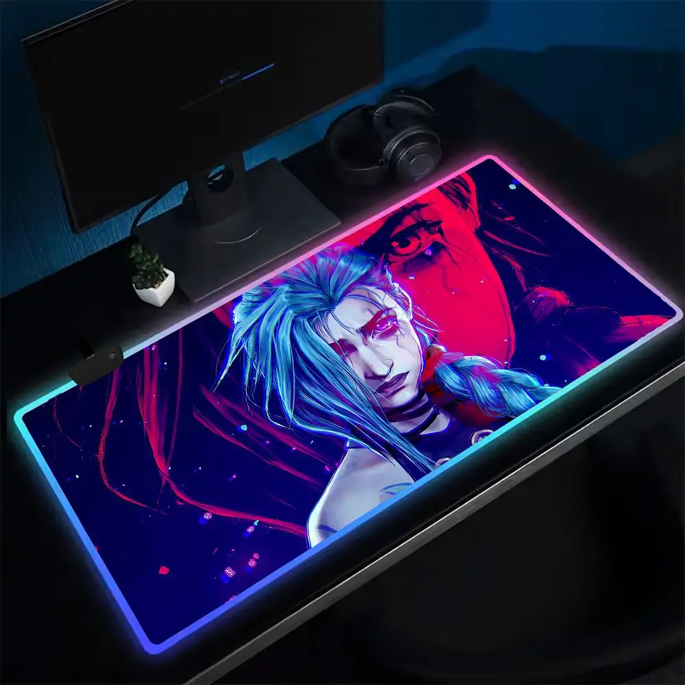 

Коврик для мыши с героями мультфильмов A-Arcanes, игровой коврик для мыши в стиле аниме, светодиодные настольные коврики с подсветкой, резиновые настольные коврики XXL RGB