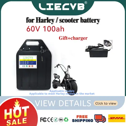 할리 배터리 시티코코 전기 배터리 60V 20AH-100AH 250W~1500W 할리 오토바이용 방수 리튬 배터리+ 67.2V 충전기
