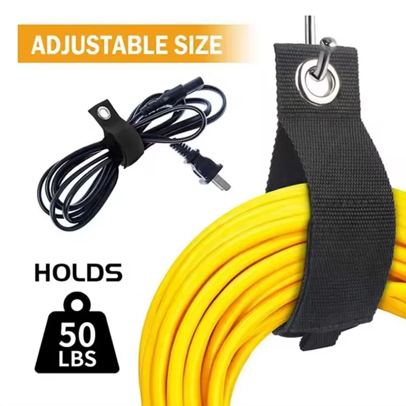 Garage Organization Cord Storage Strap Heavy Duty Extension Cord Holder Reusable Cable Ties Hose Hanger Workshop Accessory Rack