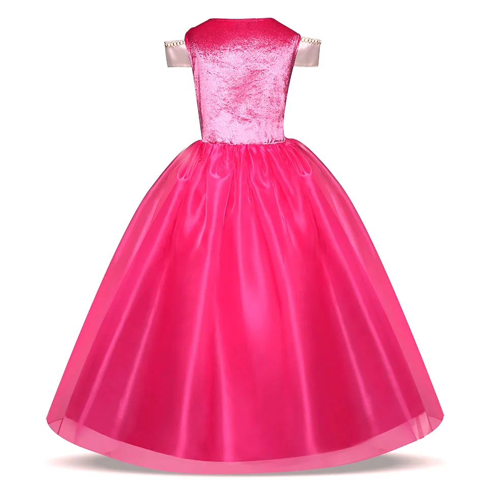 Dziewczęca Aurora Princess Dress Kids boże narodzenie Cosplay kostium dla dzieci karnawał urodziny ubrania imprezowe akcesoria