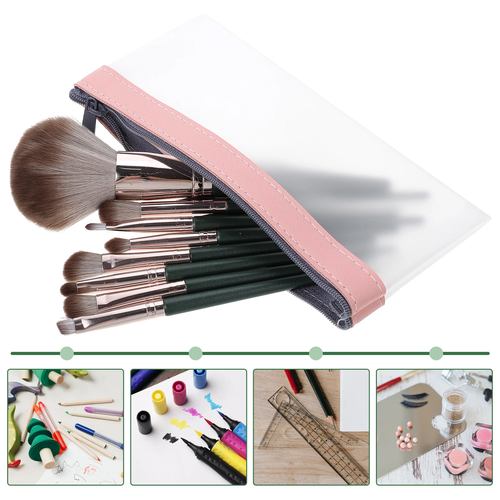 

4pcs Clear Pencil Case Set Premium Waterproof Student Pen Pouch Transparent Zipper Design Portable Pen Holder for School