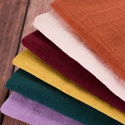 50x135cm Solid Color Cotton Linen Fabric Handmade Clothes Dress Bamboo Crepe Slub Fashion Clothing DIY Sewing Craft Material