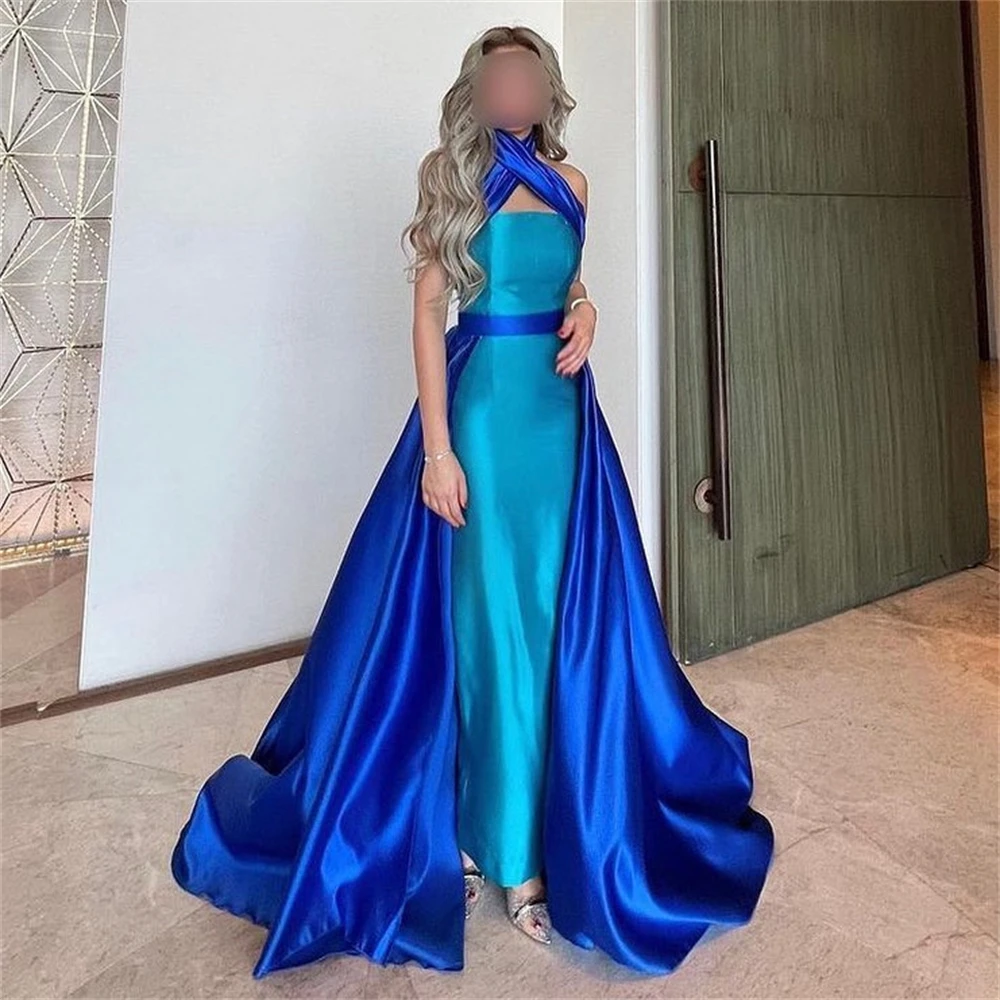 

Fashion Hatler Royal Blue Satin Mermiad Formal Occasion Prom Dresses Floor-length Women Evening Party Dress فساتين السهرة