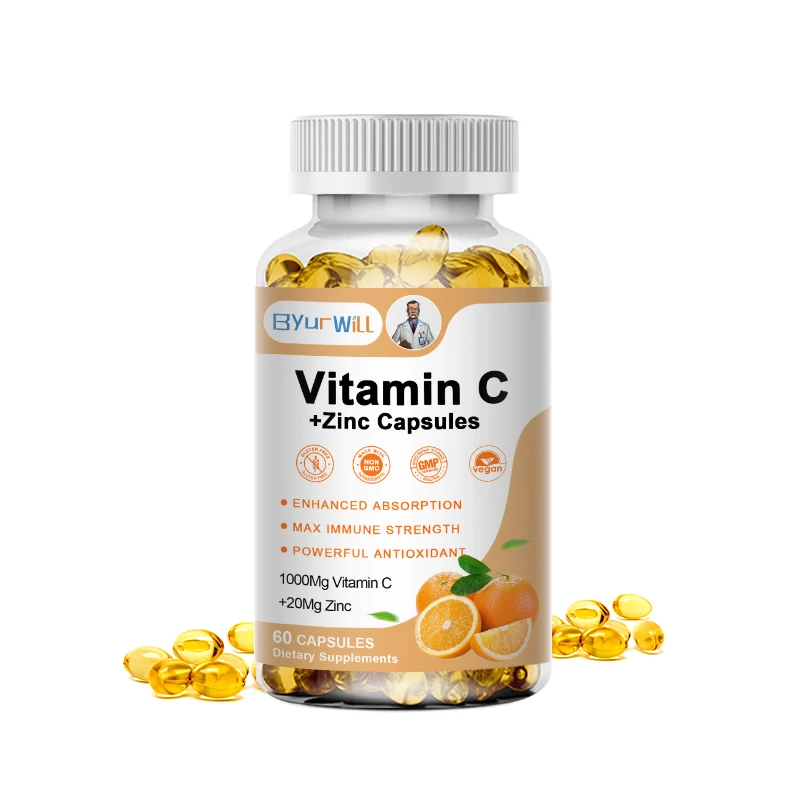 Vitamin C 1000mg with Zinc 20mg Strong Antioxidant Collagen Booster for Immune System and Skin Health Nutrition Supplements