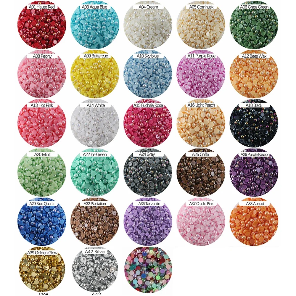 All\'ingrosso Big Pack Flatback AB perle Non hotfix mezza perla perline in plastica sfusa perla Nail Art Strass per artigianato decorazione fai da te