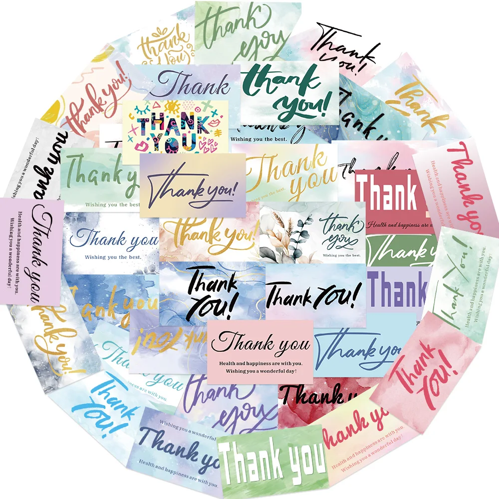 40pcs Colorful Thank You Stickers for Envelope Sealing Labels Phone Stationery Supplies Handmade Wedding Gift Decoration Sticker