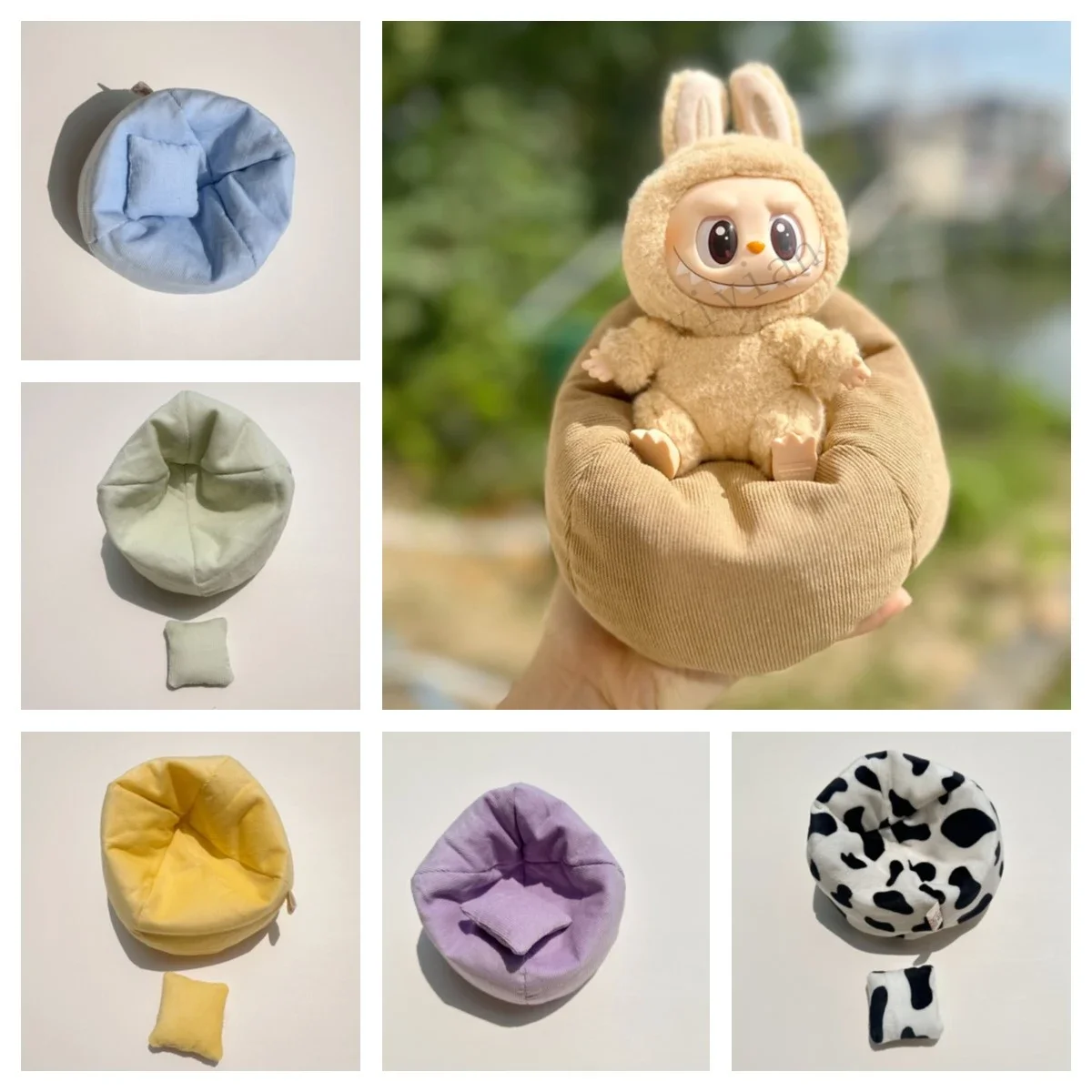 ل 15-17 سنتيمتر Labubu أريكة صغيرة Bjd دمية غرفة الديكور 2nd الجيل يجلس حفلة سلسلة دمية أريكة سيارة أريكة صغيرة السرير