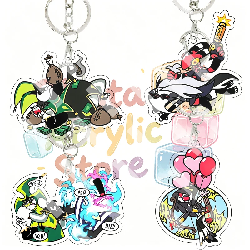 Porte-clés en acrylique Helluva Boss, personnages d'anime Asmodeus Fizzarolli Blitzo Stolas, décoration, porte-clés de dessin animé, pendentif pour sac à dos, jouet