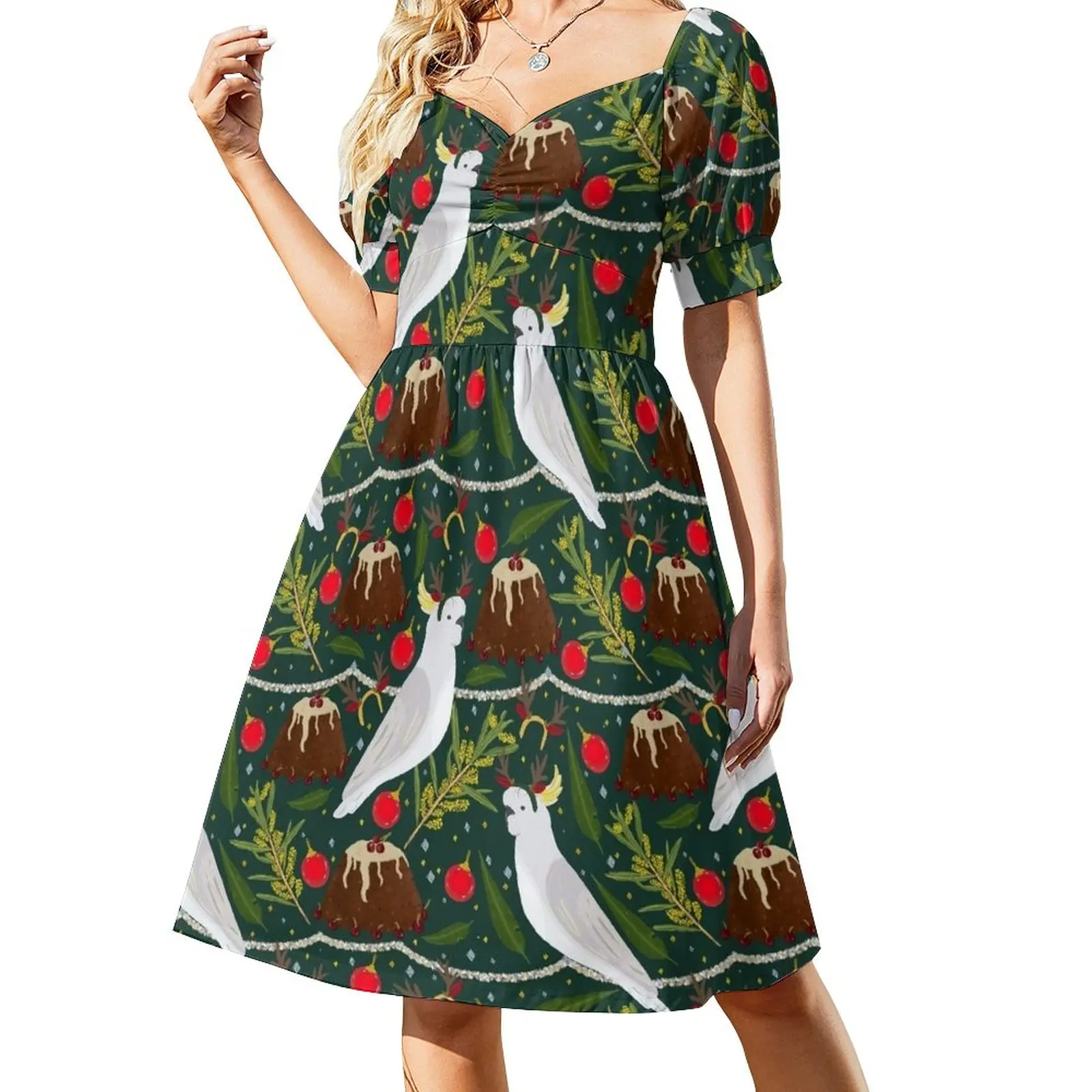 

Christmas Australian Sulfur Crested Cockatoo Parrot Pudding Wattle Dress dresses for women 2023 beach dress dress for woman