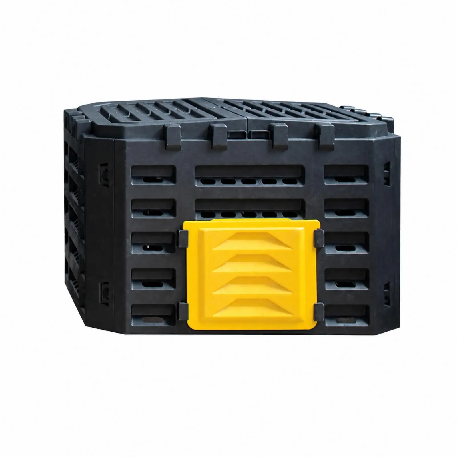 Outdoor Composting Box Large Opening Stackable Compost Bin with Front Door Aerated Ventilated Compost Box with Hinged Lid for