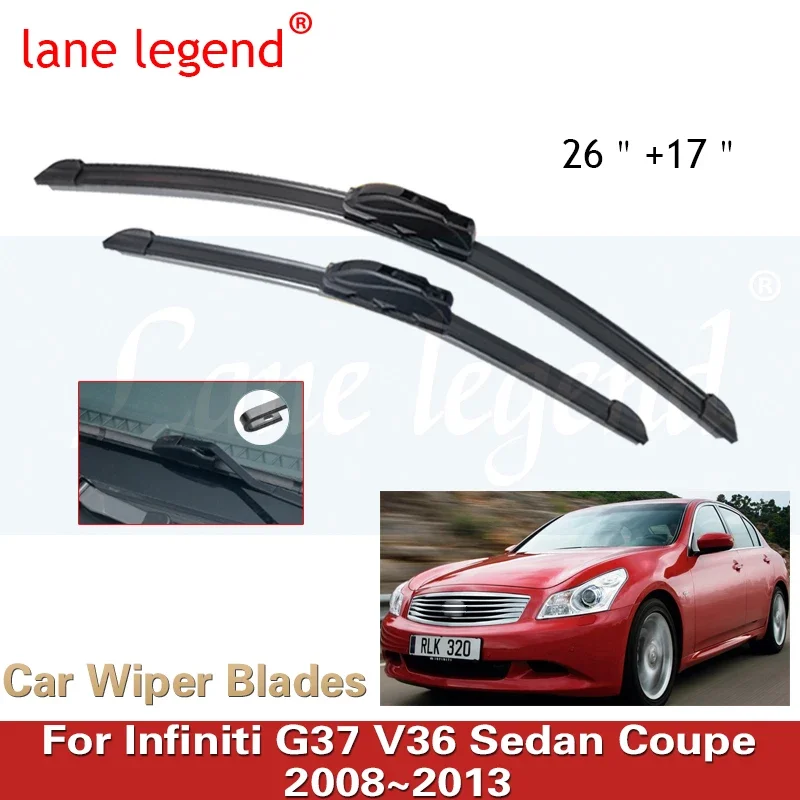 

For Infiniti G Series G37 V36 Sedan Coupe 2008~2013 Front Winter Wiper Blade Cutter Window Boneless Frameless Rubber Accessories