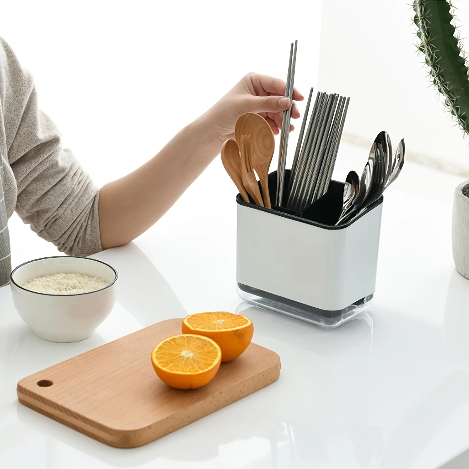 Multifunctional Kitchen Utensil Storage Rack Compact Drying Chopstick & Spoon Holder Space Saving Household Organizer