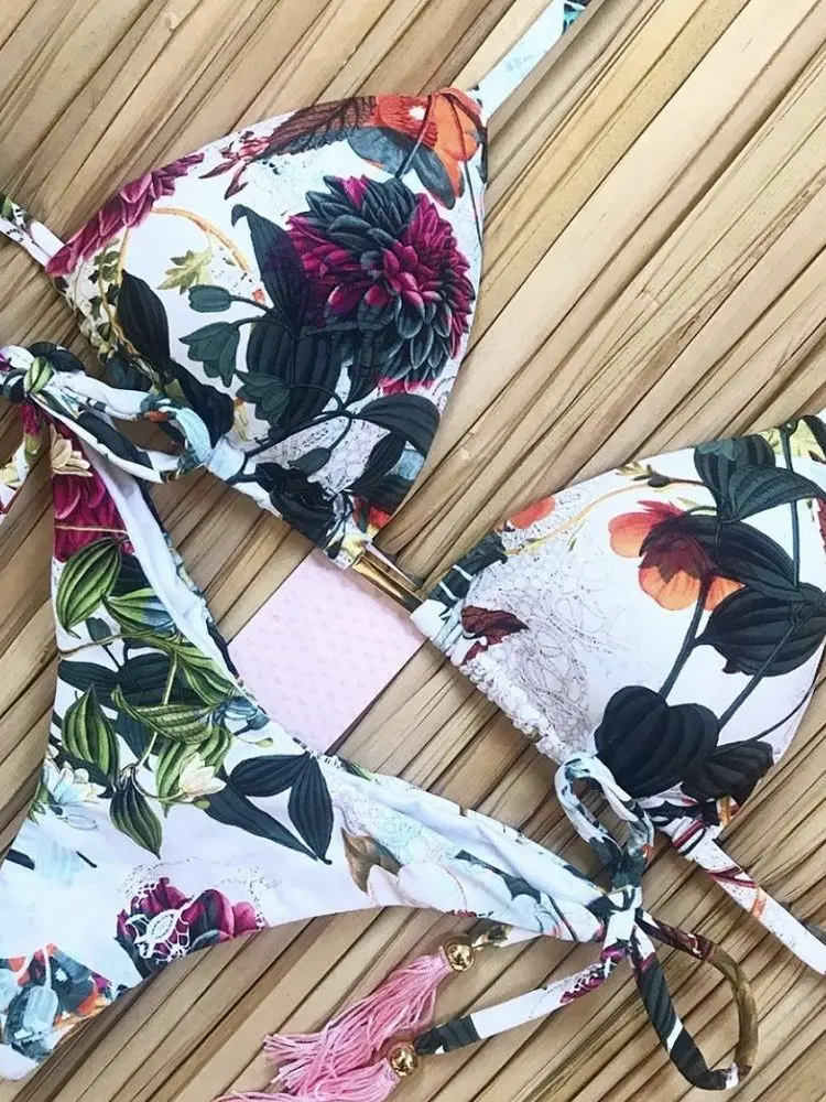 2020 floral impressão maiô feminino biquíni brasileiro push up biquini bandage biquini feminino terno de natação