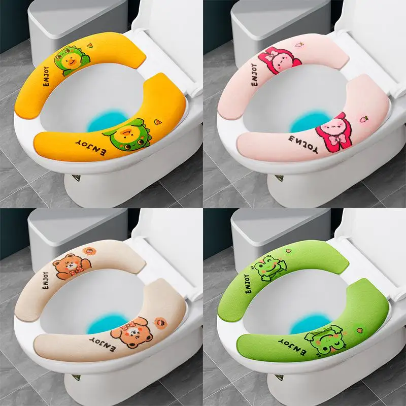 

1Set Toilet Seat Cover Universal Soft WC Paste Toilet Sticky Seat Pad Washable Bathroom Warmer Seat Lid Cover Pad Cushion
