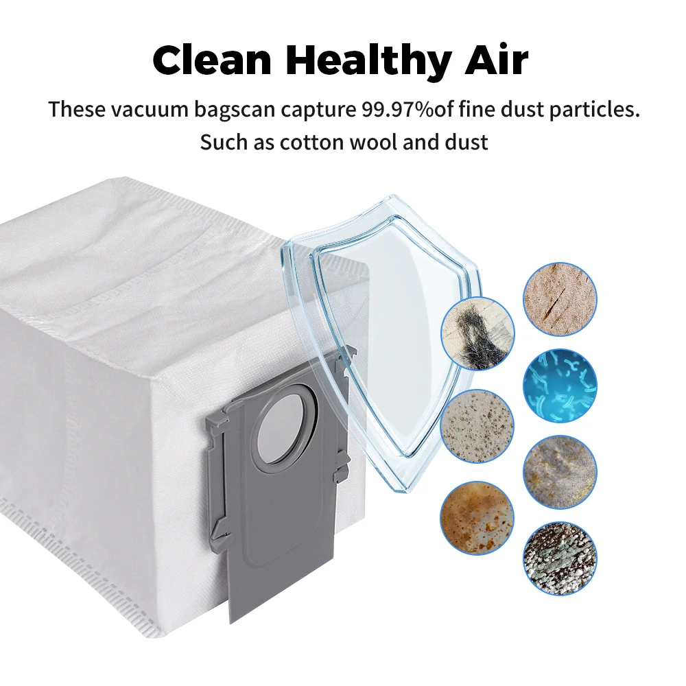 قطع غيار أكياس الغبار لـ Roborock Qrevo Master/P10S Pro/V20 /S8 MaxV Ultra /S8 Max Ultra جهاز آلي لتنظيف الأتربة جزء كيس الغبار