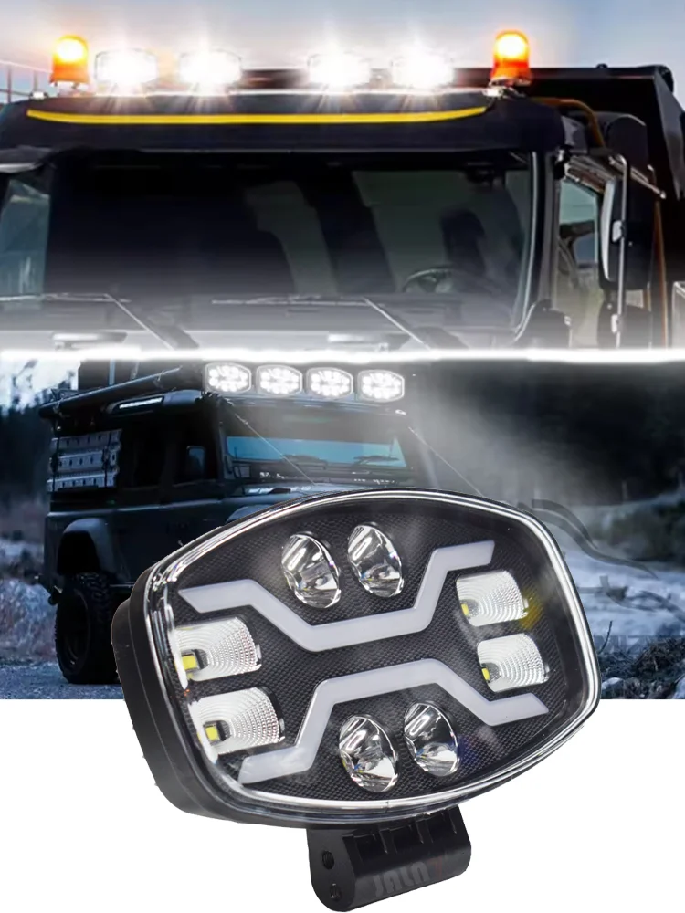 JALVN7 Phare de Conduite LED pour Camion Tout-Terrain, Projecteur de Travail LED DRL Jaune Blanc 100W 22000LM