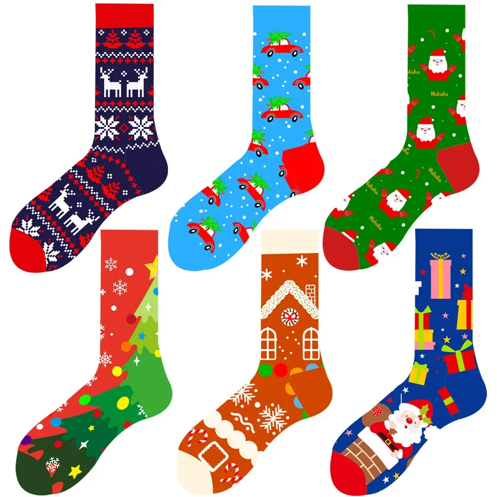 

Christmas Tree Snow Elk Gift Cotton Happy Men Socks New 2025 Autumn Winter Christmas woman Socks Funny New Year Santa Claus