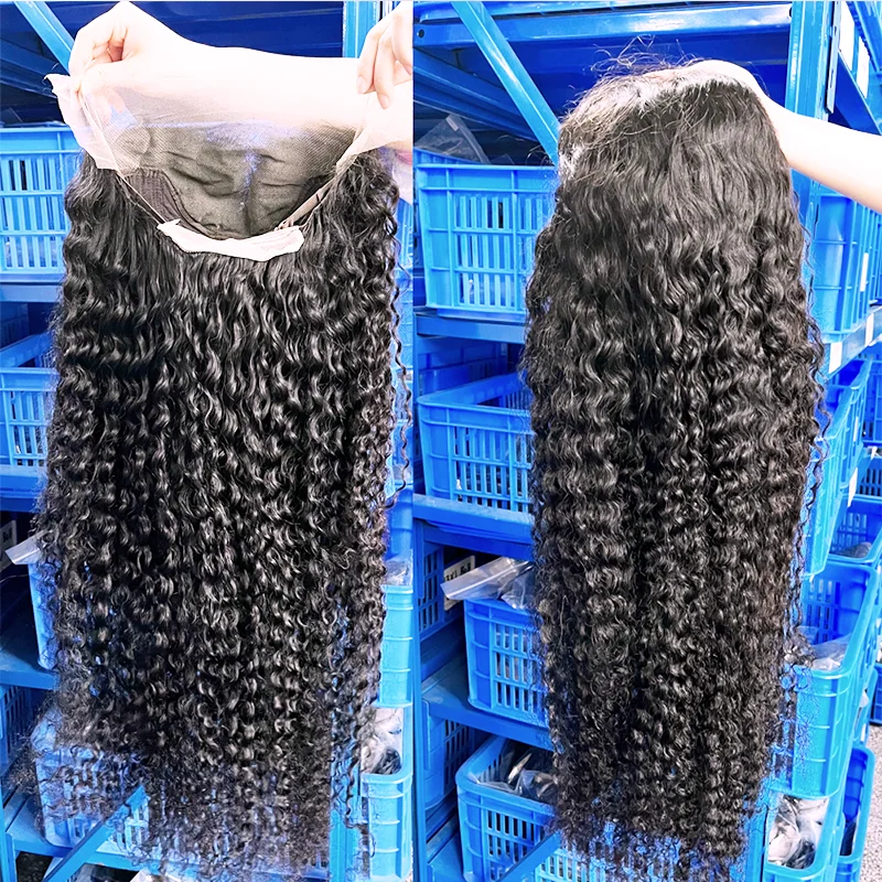 

High Density 46 inch Deep Wave Human Hair Curly Wigs 100% Glueless 13x6 Hd Lace Frontal Front Wig Burmese Curls Multi Parting