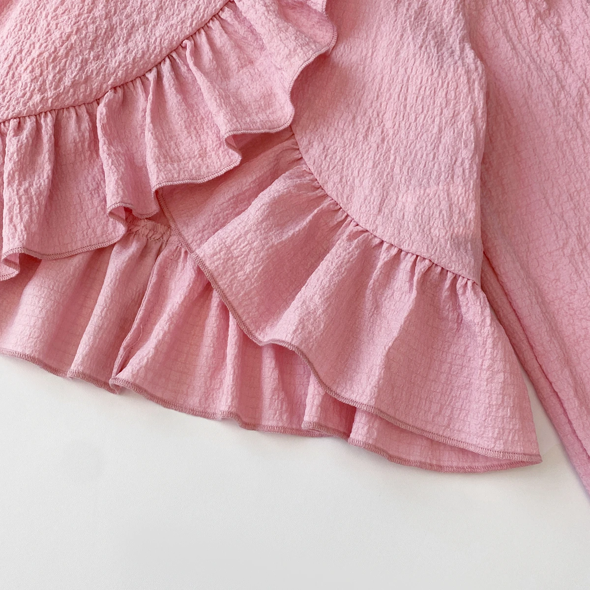 Humor Bear Koreanisches Mädchen-Outfit, Herbst, neues Oberteil mit Rüschen und langen Ärmeln, Spitzenhose mit weitem Bein, zweiteiliges Mädchen-Kleidungsset, modische Sets – Detail 5