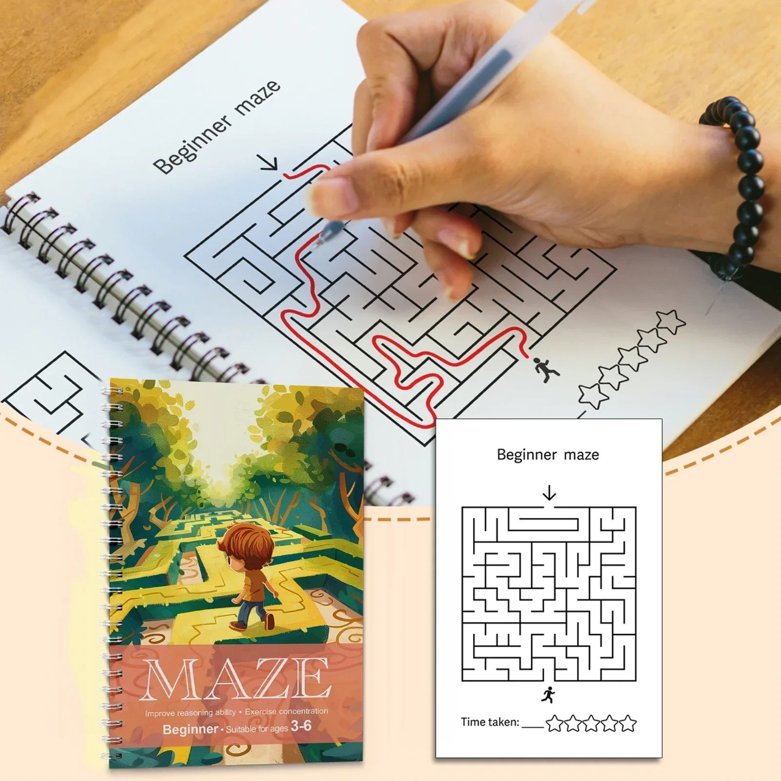 Kids Maze Game Book, Fun Puzzle Activity Workbook, Brain Training for Children, Improve Concentration & Logical Thinking view 3