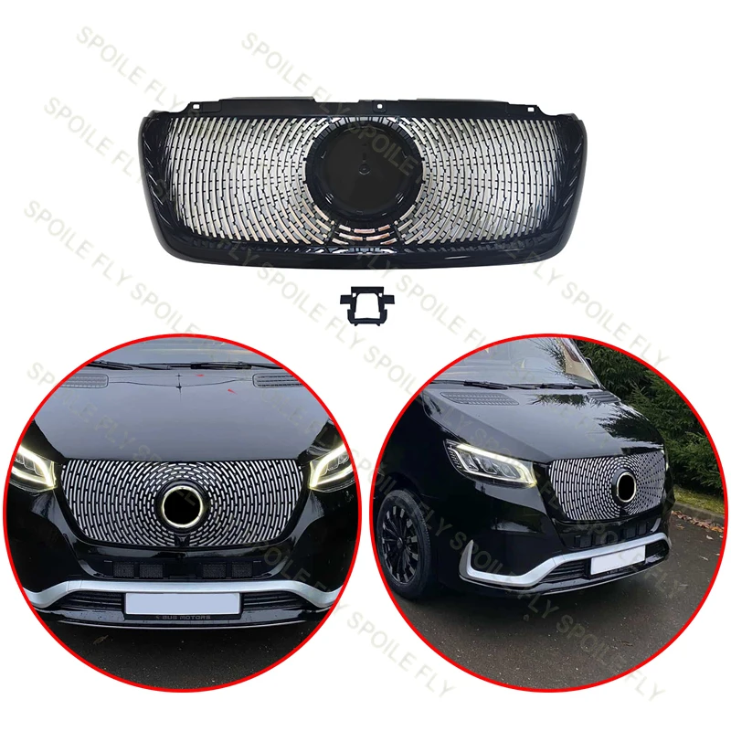 

For Benz Sprinter Van W907 2018 To 2024 STAR Style Front Racing Grille Facelift Upper Bumper Mesh Grill Vent Radiator Cover
