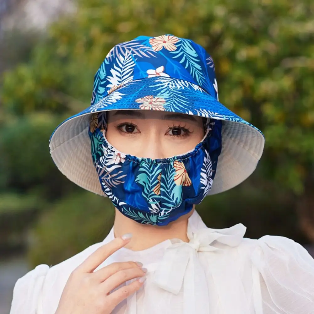 Outdoor Wide Brim Farming Hat Plant Printed With Mask Agricultural Work Hat Letters Anti-UV Bucket Hat Unisex