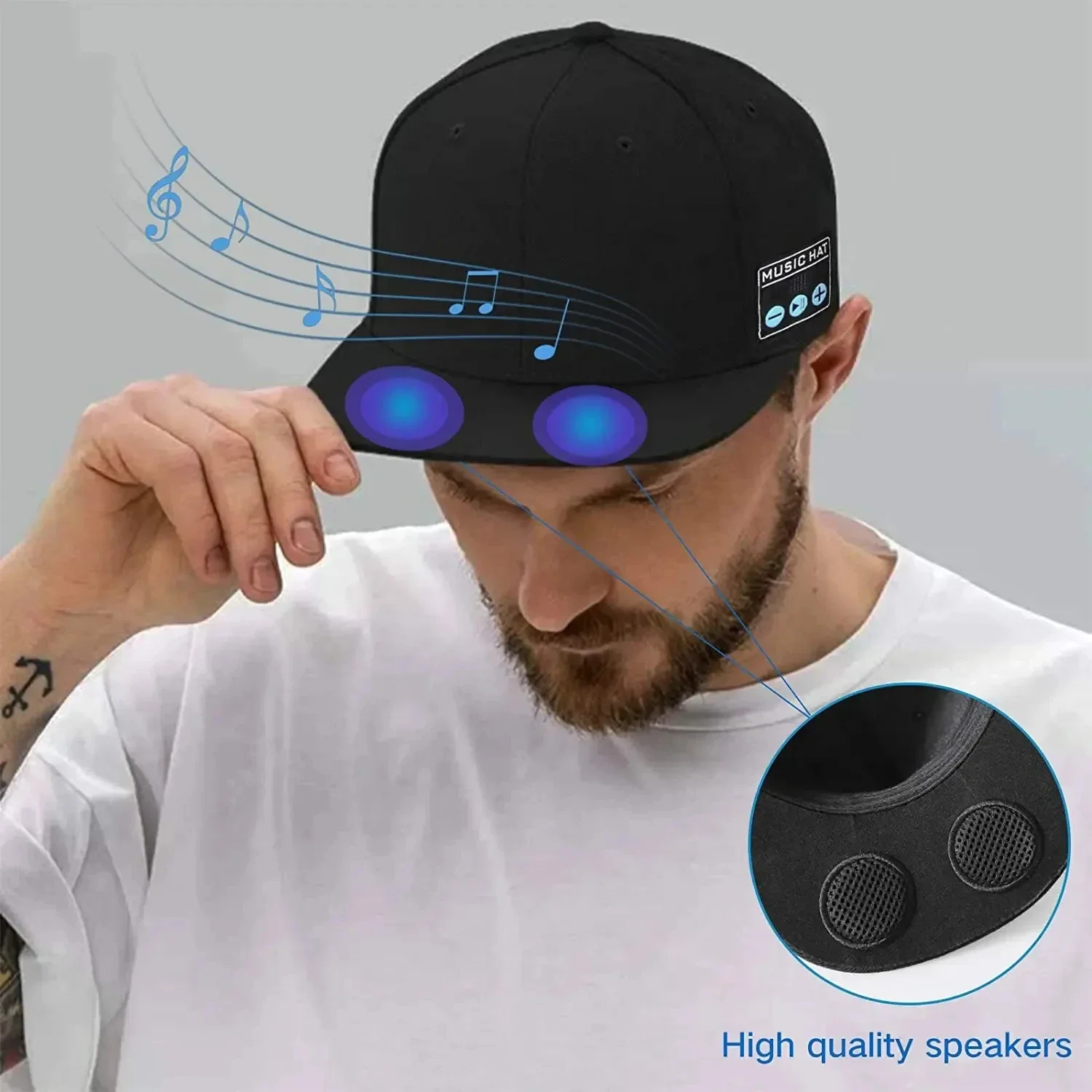 Hat with Bluetooth Speaker, Stereo Surround, Adjustable Wireless Bluetooth Hat, HIFI Sound Quality, Outdoor Sports Baseball Cap