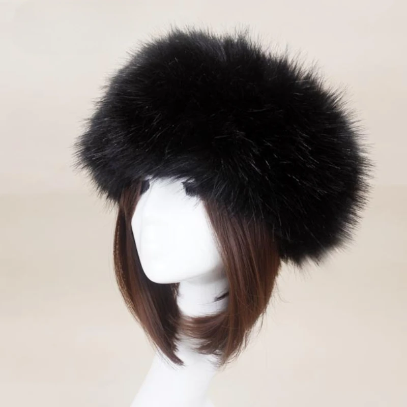 Winter Thick Furry Hairband Fluffy Russian Faux Fur Women Girl Fur Headband Hat Winter Outdoor Earwarmer Ski Hats Hot