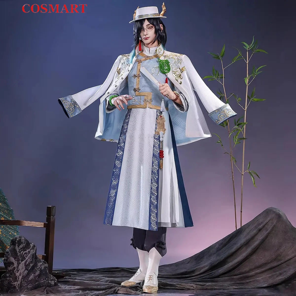 COSMART Identity V White Guard QiLin Of The East Game Suit Gorgeous Uniform Cosplay Costume Halloween Carnival Party Outfit Men