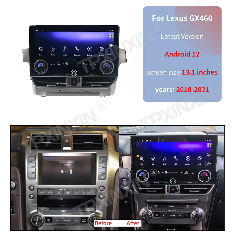 13 Inch CarPlay New Car Radio Android 13 For Lexus GX400 GX460 2009-2022 Multimedia 256GB Video Player GPS WIFI Stereo Head Unit