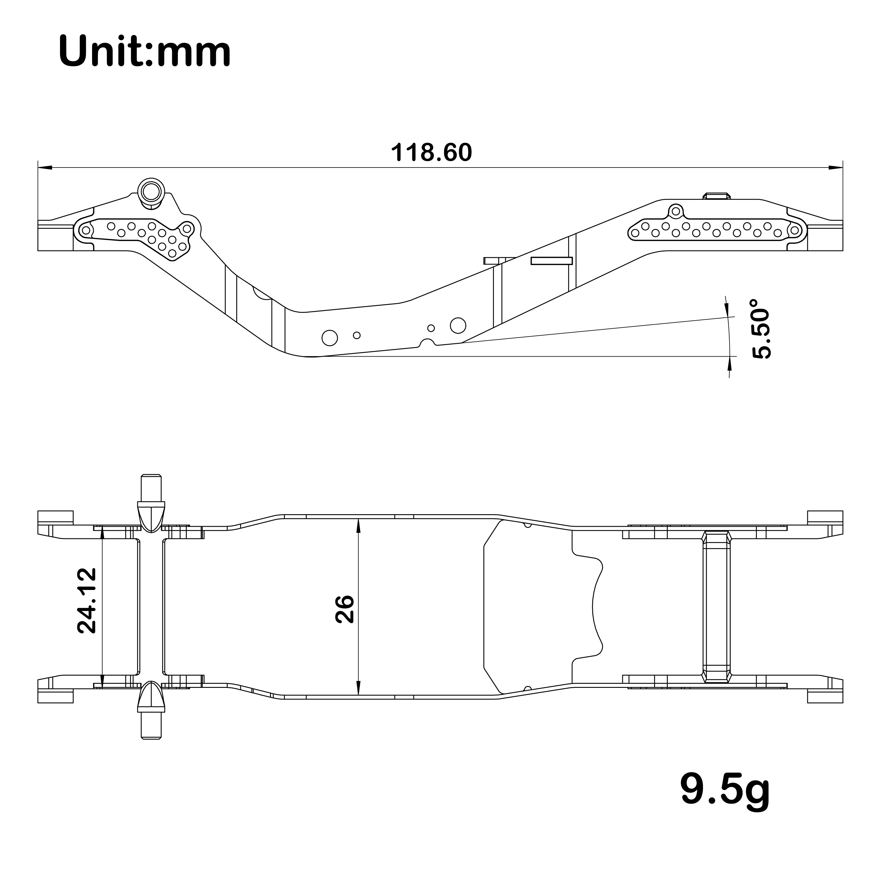 MEUS Racing SCX30 LCG Chassis TC4 Titanium Frame for 1/30 Axial SCX30