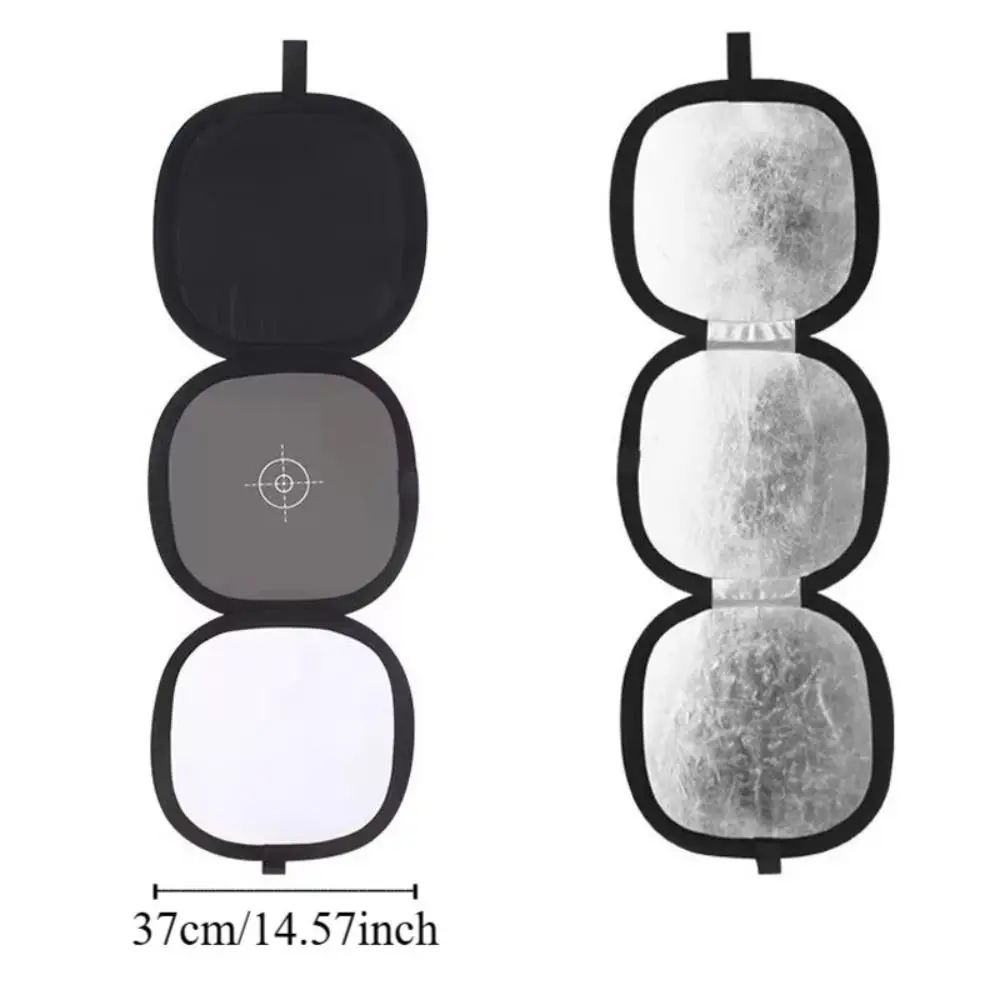 Two Sides Trifold Reflector Hand Hold Collapsible Disc Gray/White Balance Card 3in1 Focus Board Light Diffuser