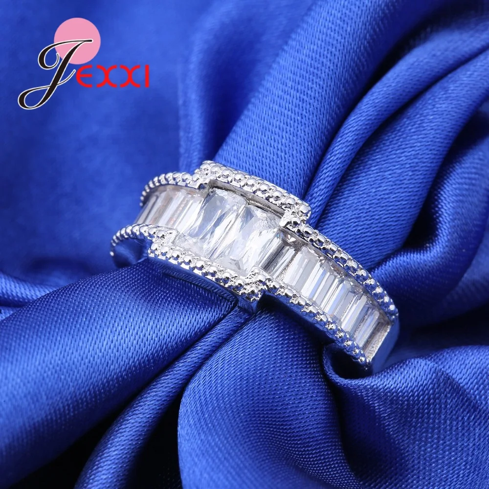 Trendy 925 Sterling Silver Cubic Zirconia Rings For Women Wedding Jewelry Crystal Engagement Anillos Bijoux Femme