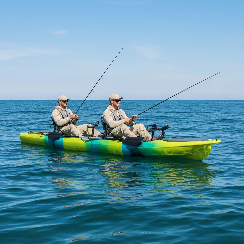 Modular Pedal Fishing Kayak, 2-3 Section Convertible, 1-2 Person Solo Tandem, HDPE Hull, with Fin Drive, for Lake River Angling