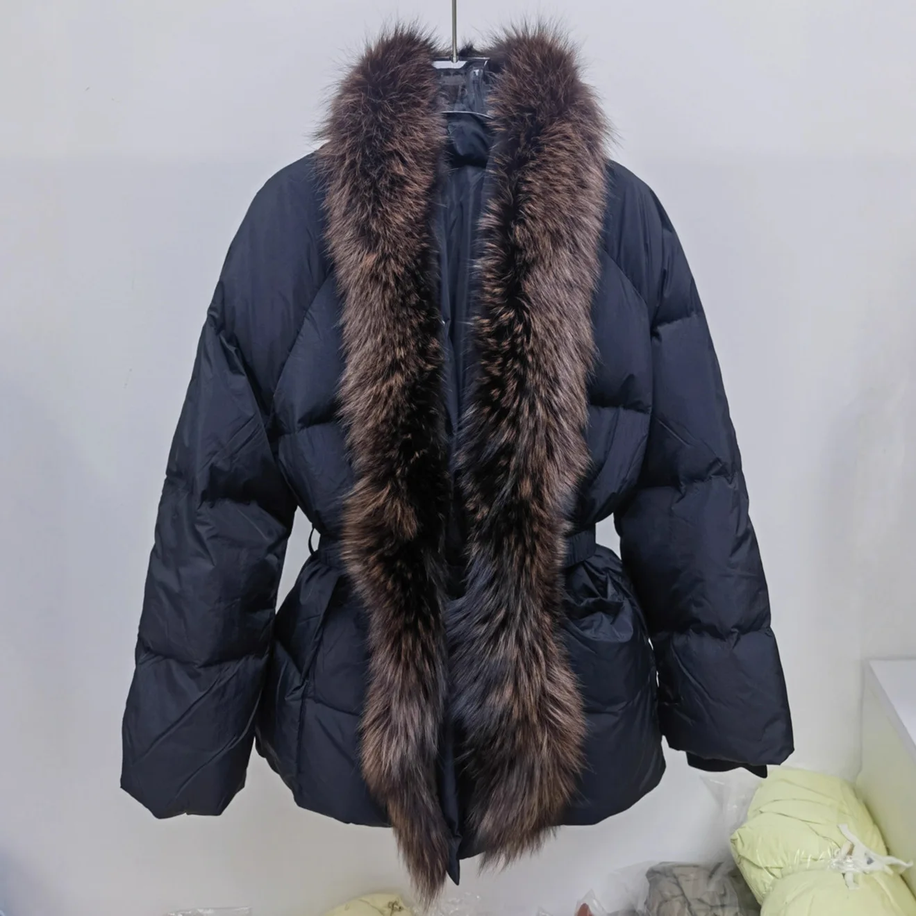 Large Natural Silver Fox Fur 2025 New Winter Puffer Jacket Women 90% White Duck Down Coat Female Thick Parkas Waterproof