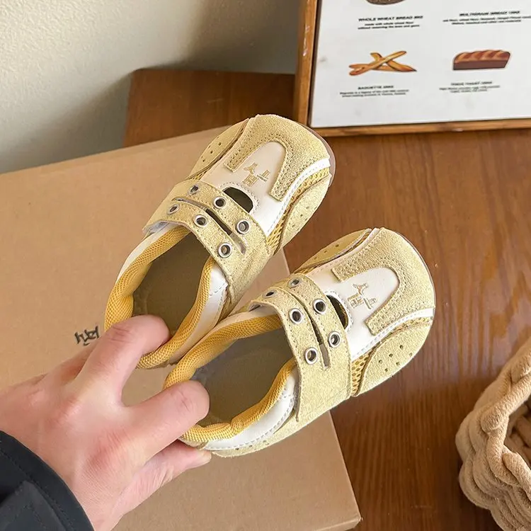 Spring Boys Girl's Casual Shoes Round Toe Hook-loop Daily Chic Kid's Flat Shoe Pink Grey Anti-slip Comfy Versatile Children Shoe
