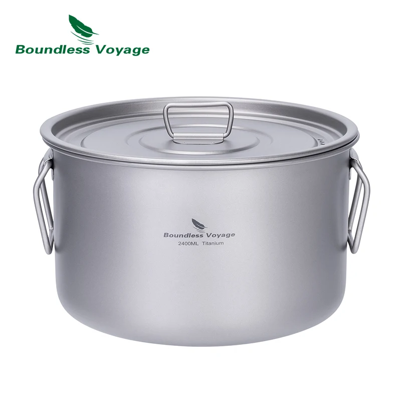 Boundless Voyage Lightweight Titanium Pot Outdoor Portable Cooking Set Backpacking Pot for Hiking Trekking Picnic Fishing