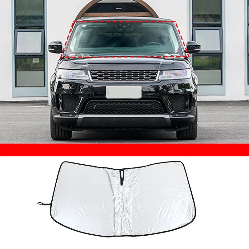 

Для Land Rover Range Rover Sport 14-22, серебристая фотосессия, переднее лобовое стекло автомобиля, защита от УФ-лучей, солнцезащитные аксессуары для автомобиля