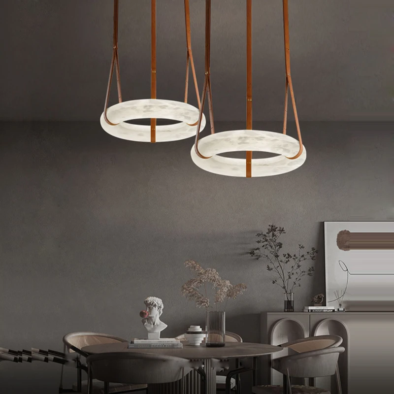 Noble Led Dimmalbe Marble Ring Lamparas Colgantes Chandelier Lighting 2024 New Trend Lustres Para Sala Estar For Living Room