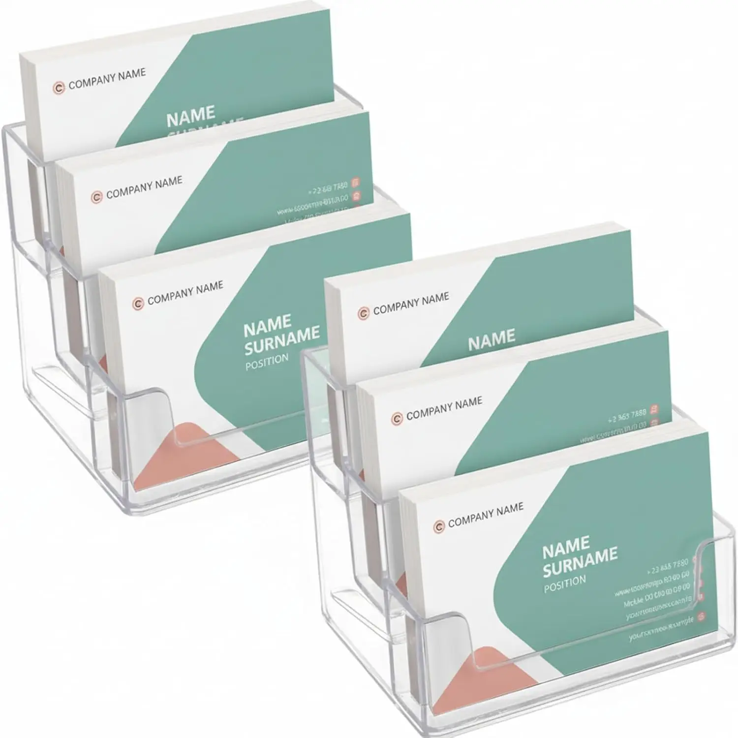 

3-Tier Clear Acrylic Business Card Holder, Holds 180 Cards, Desk Display for Office