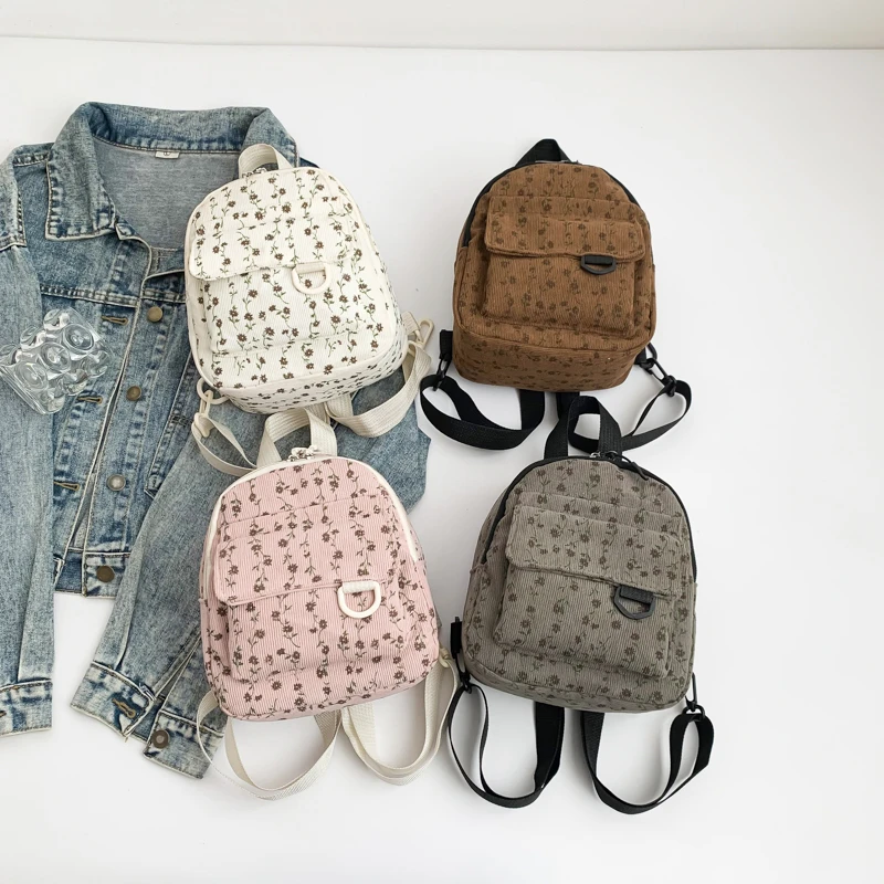 

Дешевая цена, милый повседневный маленький вельветовый рюкзак, школьные сумки для маленьких девочек, сумка для книг, легкий подарочный рюкзак с цветочным принтом