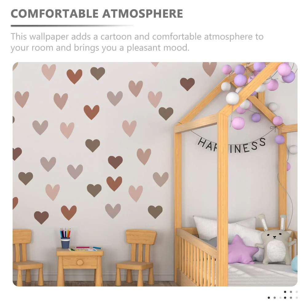 

6 Sheets Heart Decal Stickers Kids Bedroom Cartoon Background Wall Decor Removable PVC Sticker Easy Apply Remove