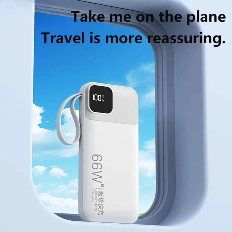 NEW 20000mAh 66W Portable Fast Charge External Battery High Capacity with Cable Power Bank for Iphone Xiaomi Backup Battery