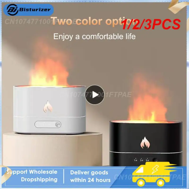 

1/2/3PCS 250ml Flame Humidifier 1/3/5H USB Smart Timing LED Electric Diffuser Simulation Fire Night Lamp